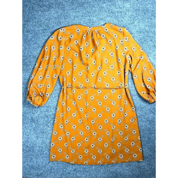 LOFT Women's Floral Print Long Sleeve Mini Dress With tie L fall look - Picture 3 of 8